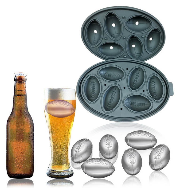 Whisky Cooler Silicone Rugby Shape Ice Cream Ball Mold 3D Easy To Move Chocolate Mould Whisky Wine Ice Cube Tray Bar Party