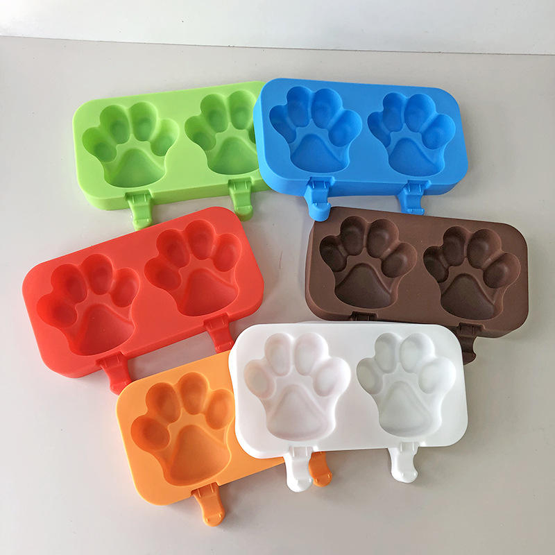 Silicone Ice Cream Mould Cat Paw Print Ice Cube Tray Popsicle Barrel Diy Mold Dessert Ice Cream Mold with Popsicle Stick