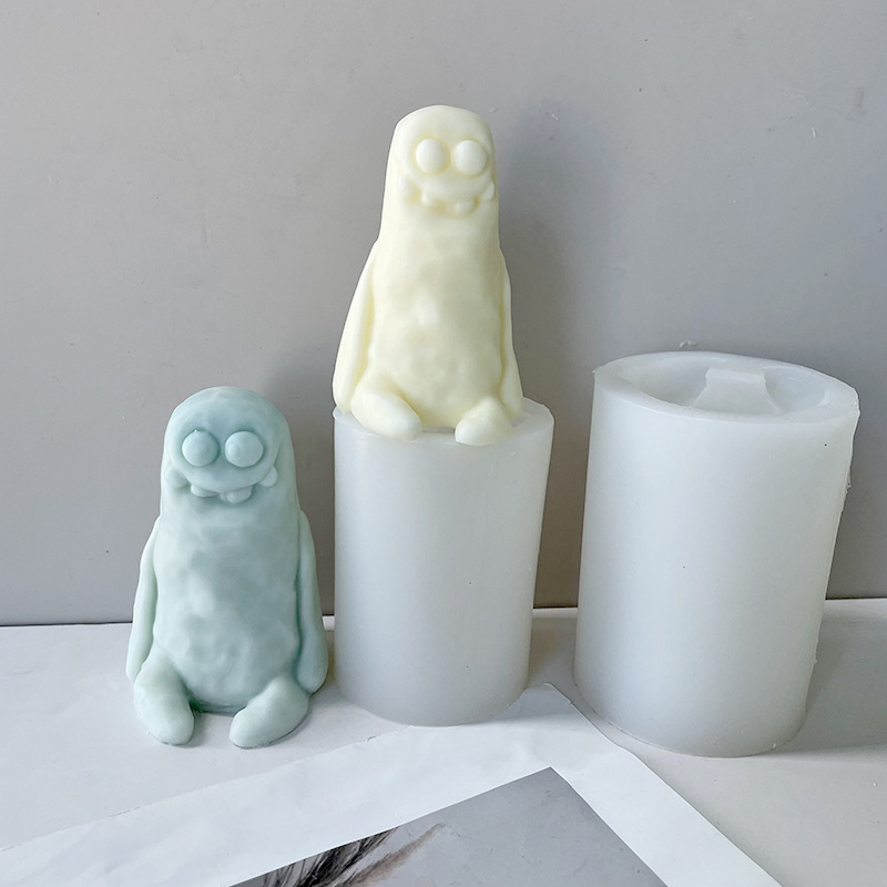 J6-22 DIY Cute Household Aromatherapy Candle Handmade Soap Resin Plaster Making Mold Cartoon Clay Monster Candle Silicone Mold