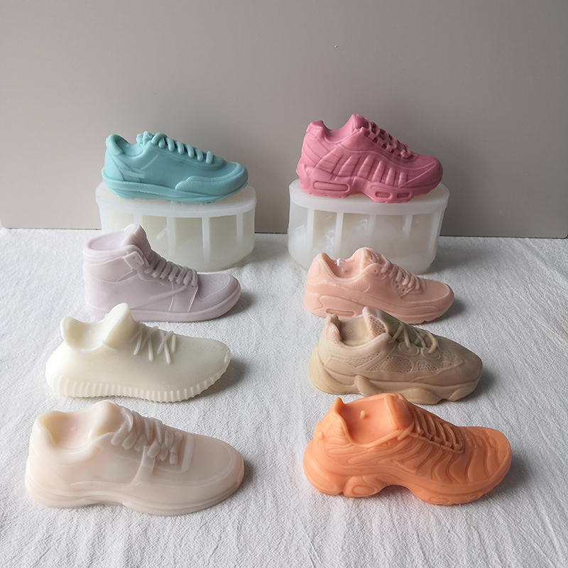 J144 Custom Wholesale Handmade Decoration 13/18/23cm Size 3D Air Sneakers Mould wax mold for candles