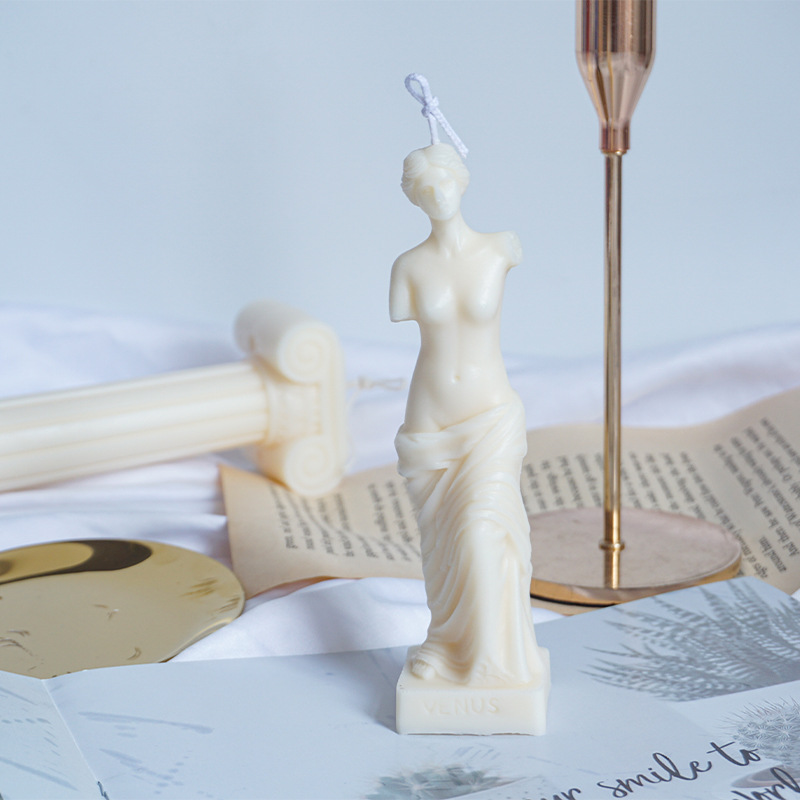 J18 DIY Candle Making Mould Female Plaster Statue Silicone Mold 3D Broken Arm Venus Candle Mold