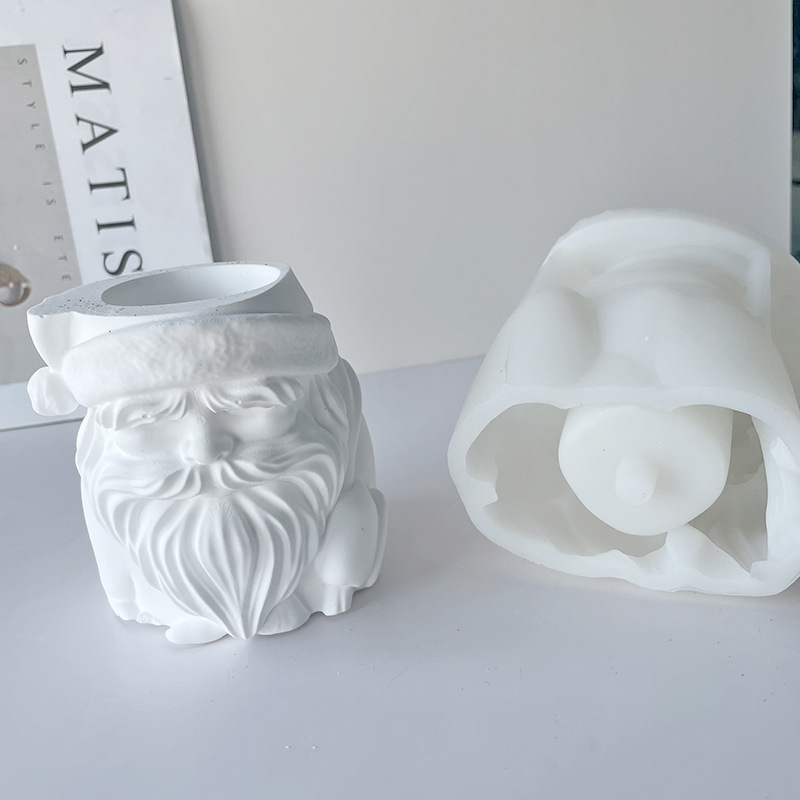 J2125 Christmas Santa Claus Plaster Flower Pot Silicone Mold DIY Plaster Ornaments Rubber Vase Silicone Mold