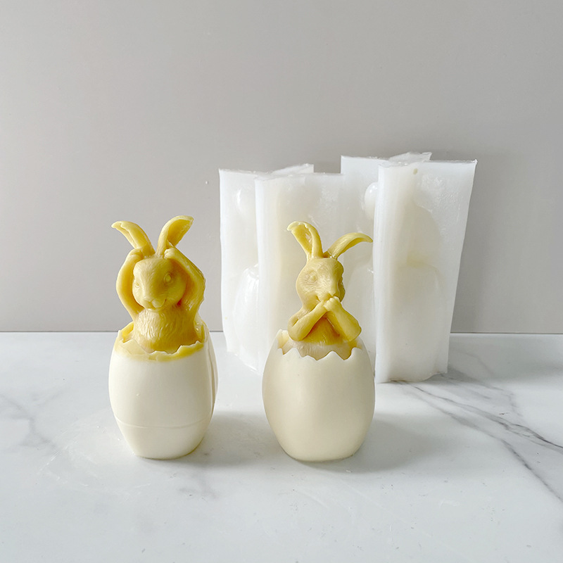 J6-32 Creative Easter Day Gift Home Decor 3D Rabbit Silicone Candle Molds For DIY Handmade Aroma Wax 3D Bunny Shaped Mould