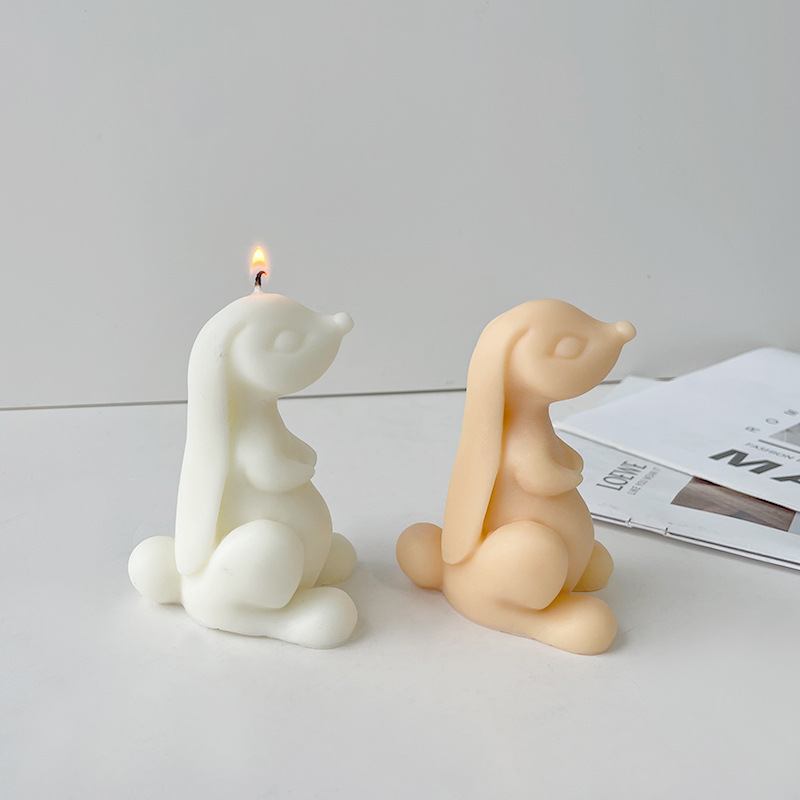 J6-263 Long Ear Shaped Rabbit Incense Candle Handmade Soap DIY Gift Silicone Mold Rabbit Gypsum Ornaments Mould