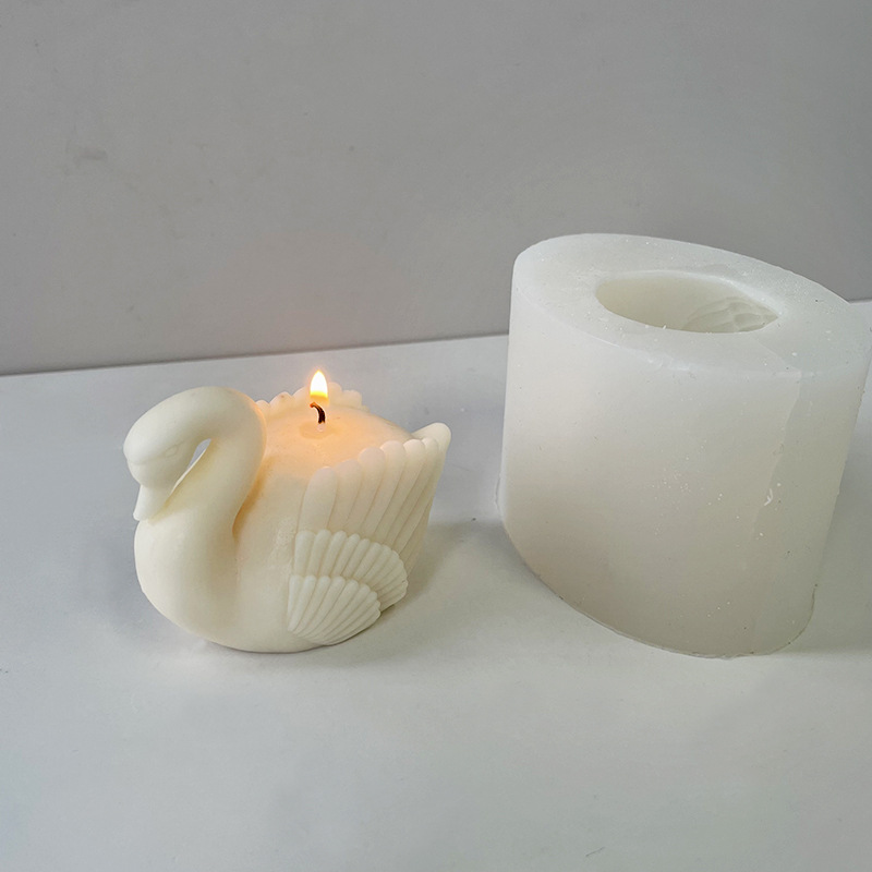 J6-2  3d Animals Wax Candle Silicone Molds Plaster Crafts Decoration Tool Swan Shape Aromatherapy Candle Mold