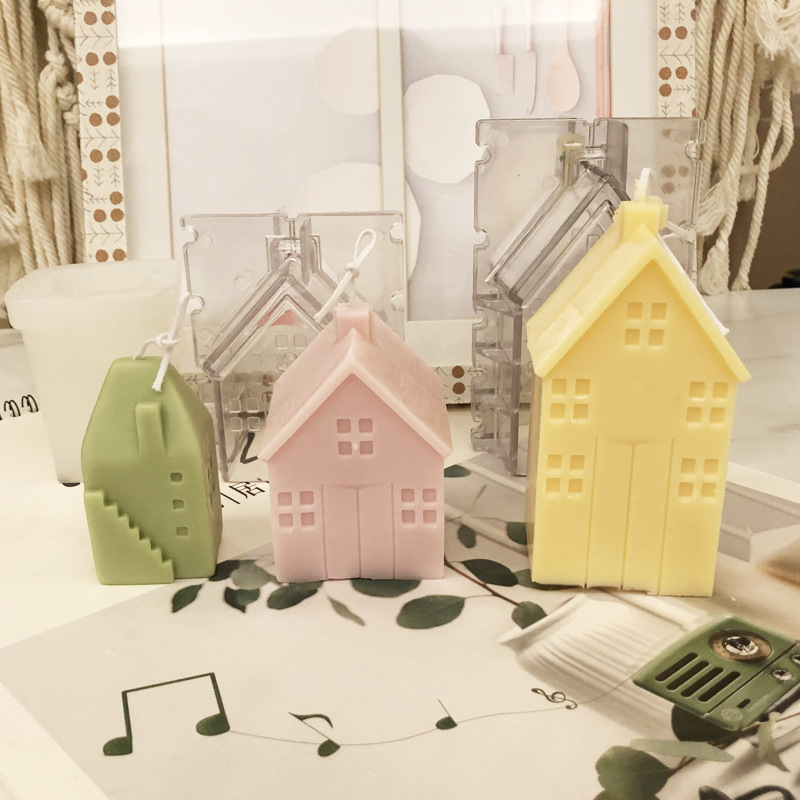 J34 Handmade Accessories Scented Candle Making Mold DIY  Villa Wooden House Acrylic Mold