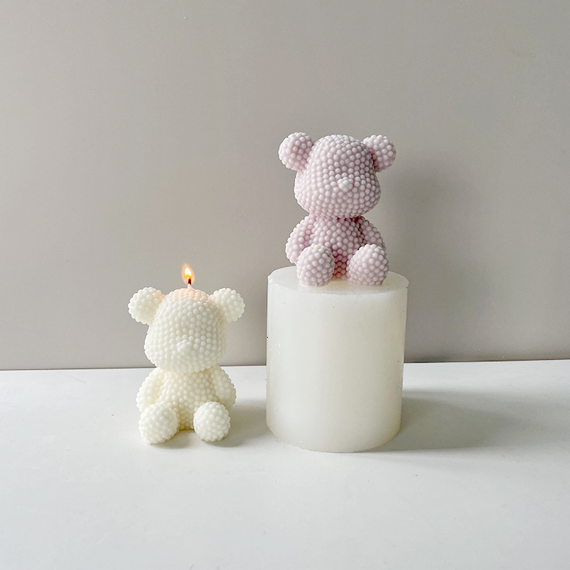 J6-64 Home Decoration 3D Bear Shape Handmade Candle Mold New Design Animal bubble bear Silicone Candle Mould