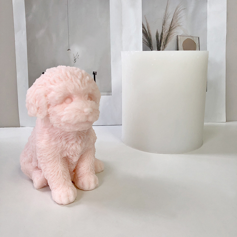 J6-43 Home Decor Cute Dog Candle Mold DIY Animal Teddy Puppies Soy Wax  Puppy Dog  Silicone Candle Mold