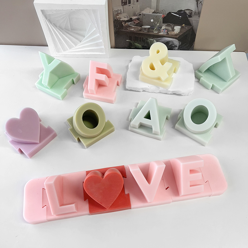 J1228  DIY Shiny Resin A-Z Single Digital Silicone Candle Mould 3D Handmade big Size alphabet English letter name Silicone Mold
