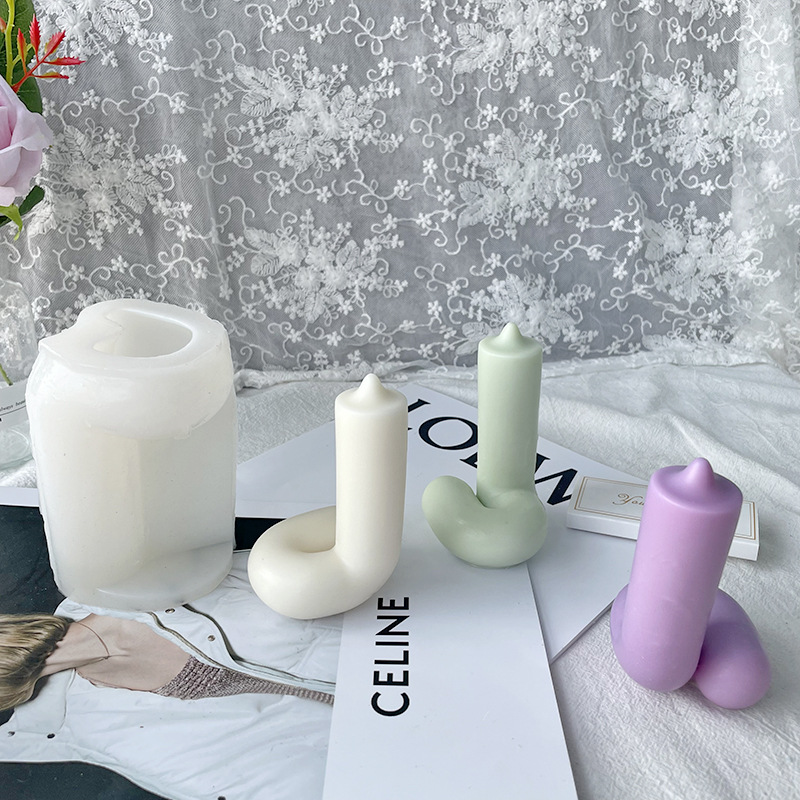 J1146 Home Decoration Craft Candle Mold Simple Abstract Art Curved Cylindrical Silicone Candle Mold