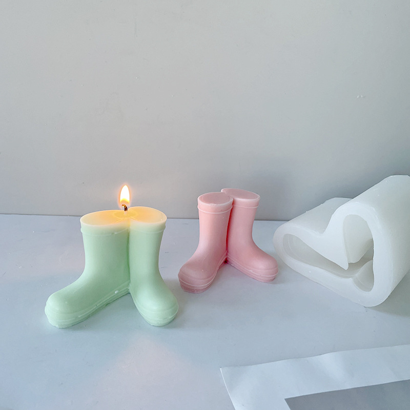 J6-103 New Design Rain Shoes Candle Silicone Mold DIY Creative Rain boots Plaster Ornament Silicone Mold