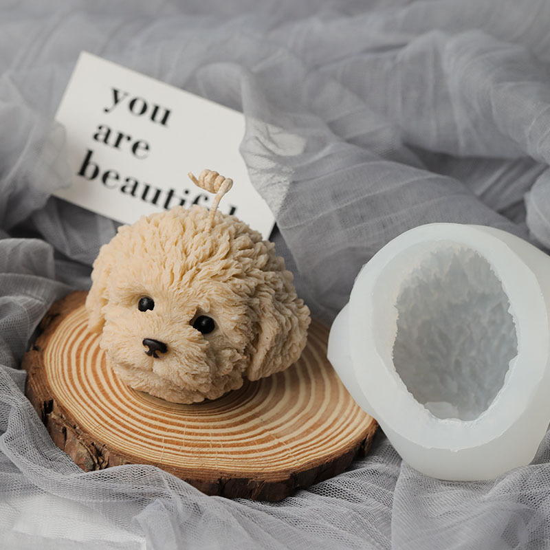 J156 DIY Handmade Making Mould Simulation Animal Head Aromatherapy Plaster Molds Teddy Dog Silicone Candle Mold