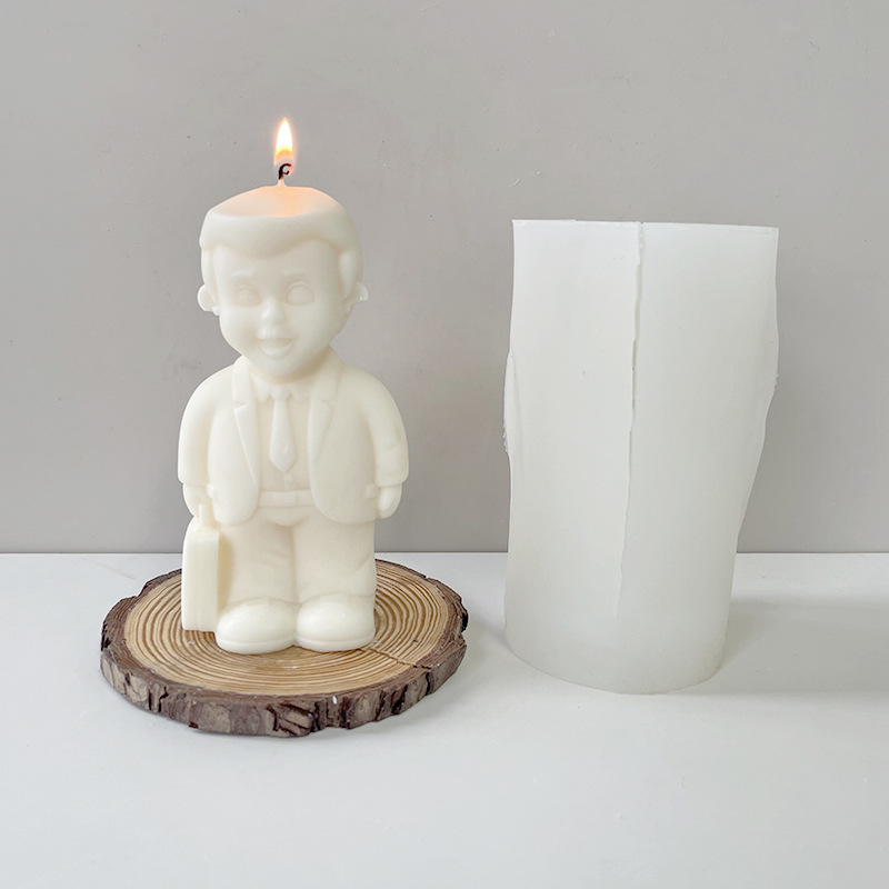 J6-133 Home Decoration DIY Cute Boy Silicone Candle Mould 3D Handmade Boy Scented Candle Mold