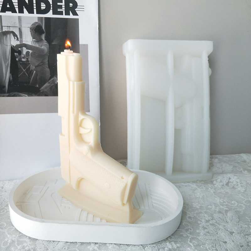 J1187  New Design DIY Home Decoration Plaster Candle Mould 3D Gun Silicone Candle Mold
