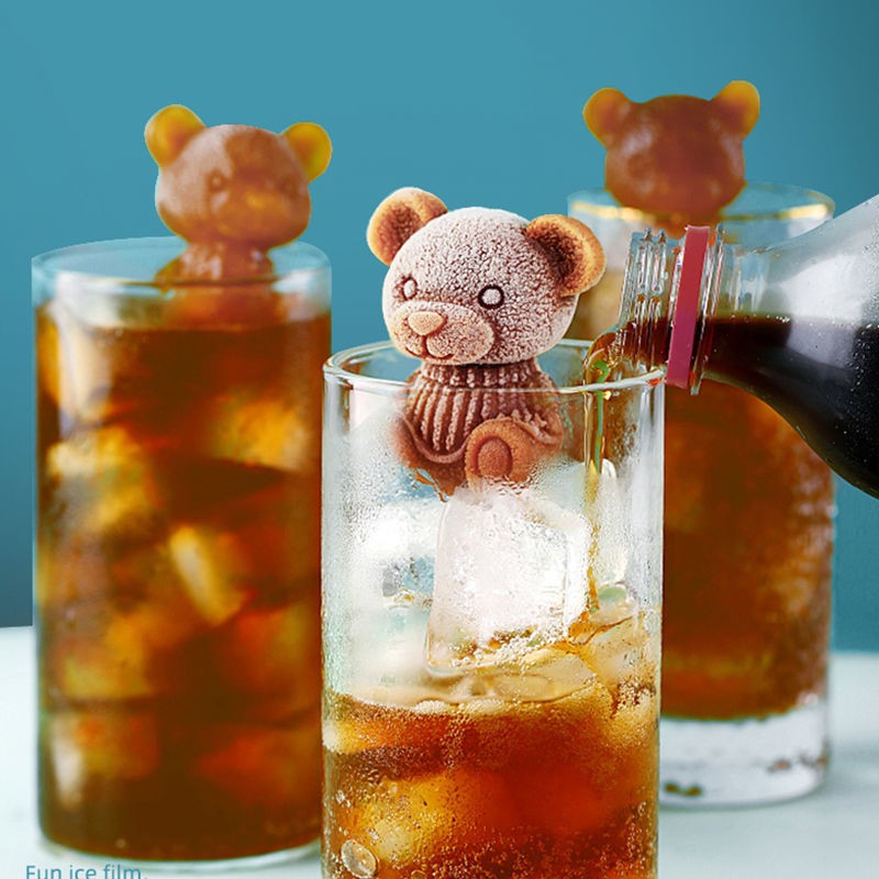 Silicone 3D Ice Maker Little Teddy Bear Shape Cake Mould Tray Ice Cream DIY Tool Whiskey Wine Cocktail Silicone Mold
