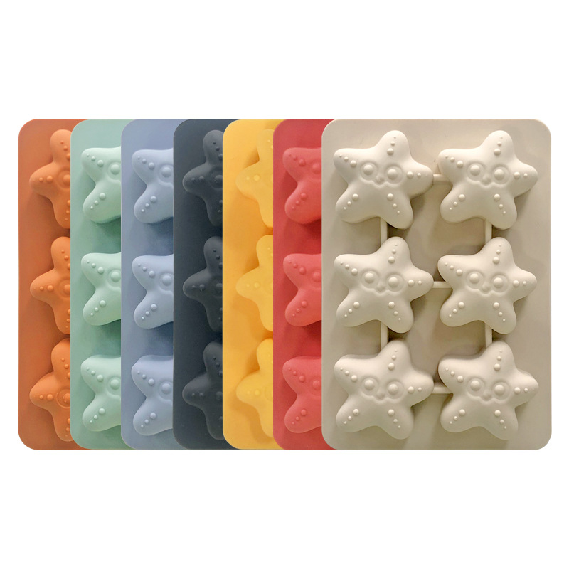 DIY Food-grade 6-Hole Stars Mousse Mold Cake Dessert Chocolate Household Silicone Baking Mold