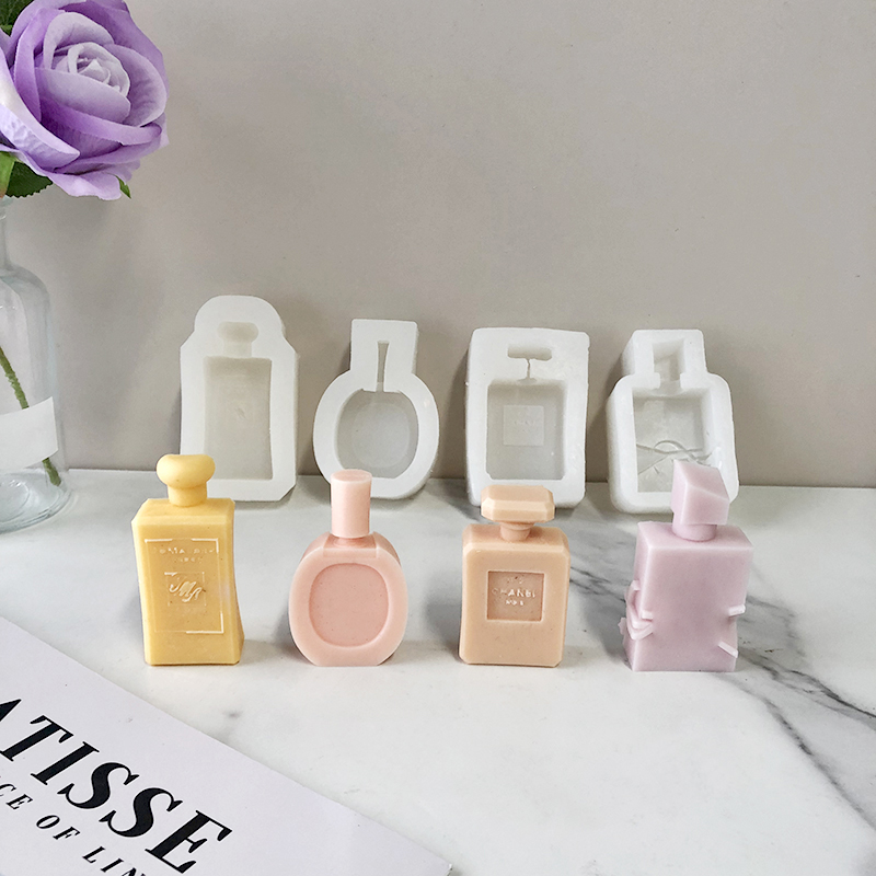 J1194 Handmade DIY Soap Making Scented Candle Silicone Mould Luxury Perfume Bottle Shape Candle Mold