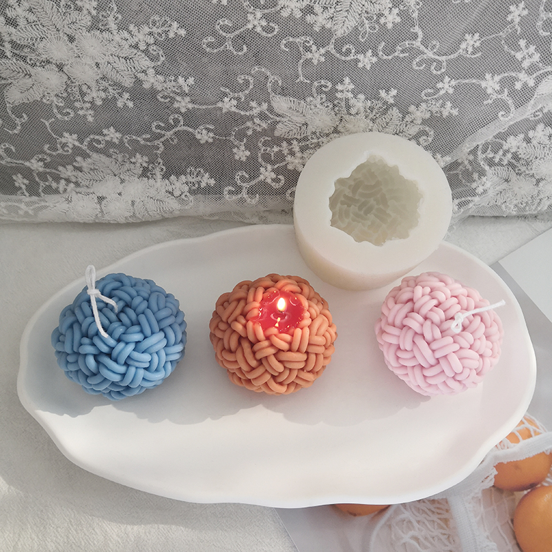 J1147 DIY Home Decoration Scented Soap Candle Silicone Mould Wool Weave Knot Shape Candle Mold