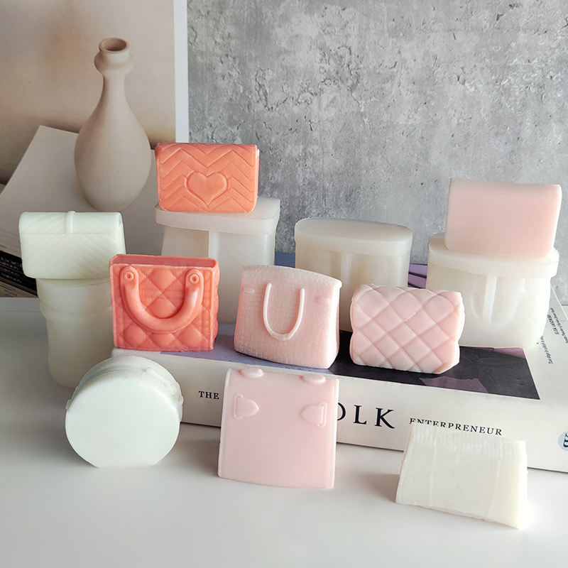 J1189 New Design Epoxy Resin Scented Candle Silicone Mould Mini  bag  handbag Candle Mold