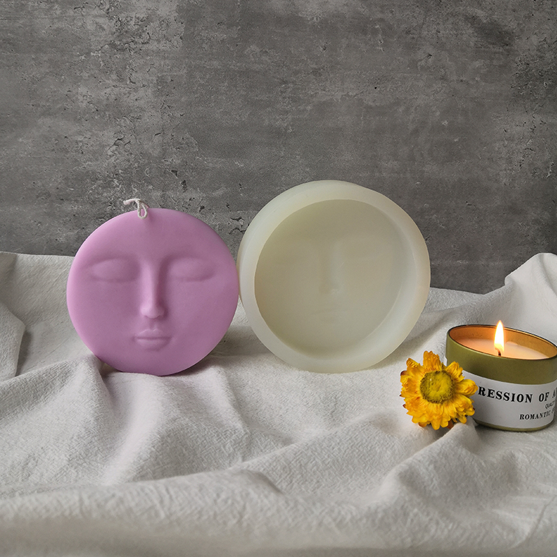 J113 DIY Handmade Gift Soap Plaster Candle Handicrafts Luna Silicone Mould New Minimalist Style Moon Face Candle Mold