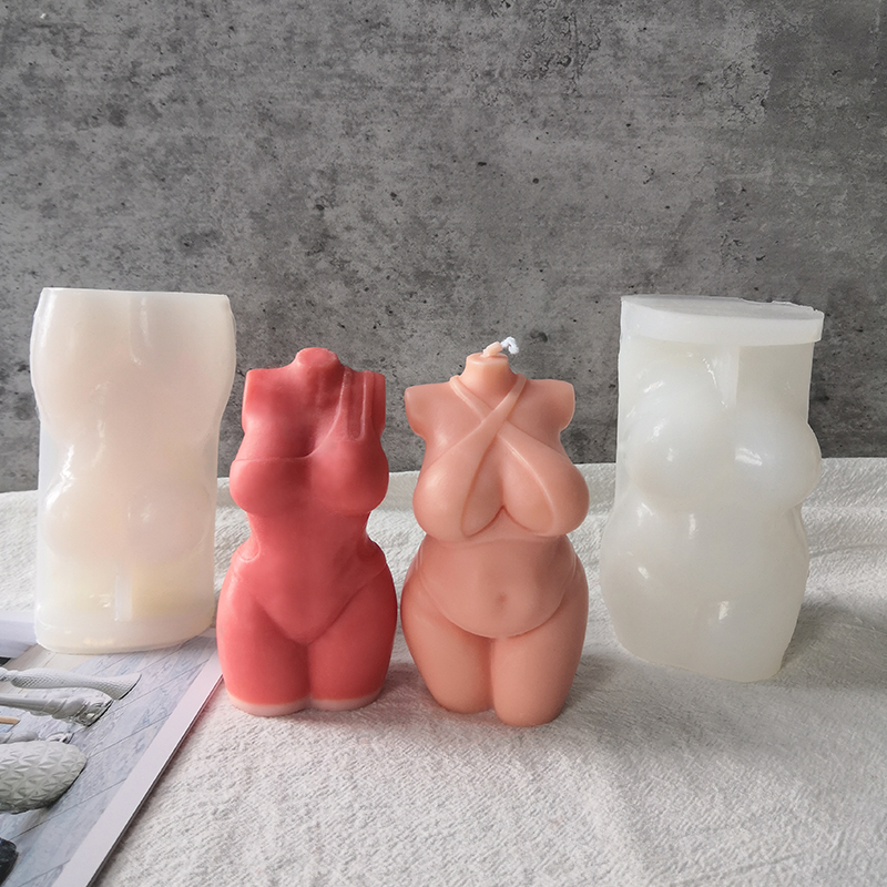 J1113 Hot Selling Scented Soy Human Curvy Torso Candle Making Mold 10cm Swimsuit Woman Sexy Body Silicone Candle Mould