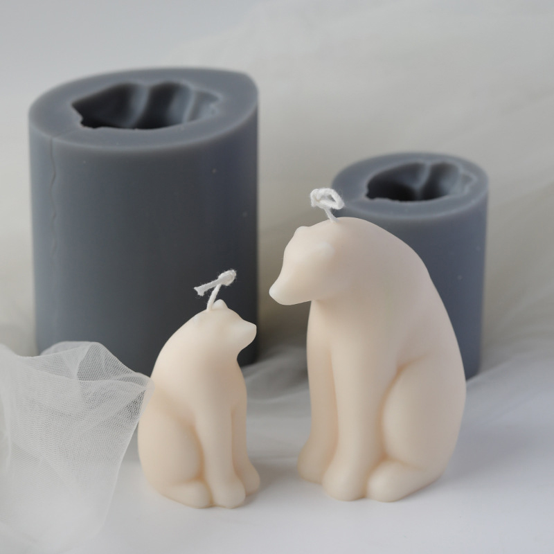 J128 DIY Handmade Gift Decoration Aromatherapy Plaster Animal Silicone Mould Polar Bear Candle Mold