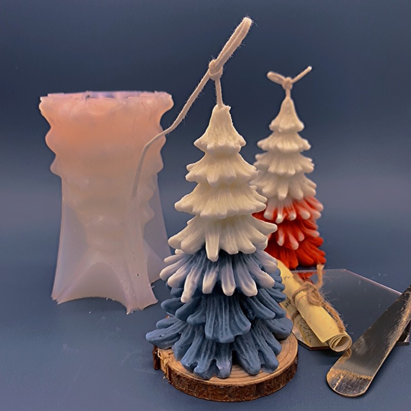 J171 New Handmade Christmas Gift Aromatherapy Coniferous Candle Mould DIY Christmas Tree Resin Silicone Molds