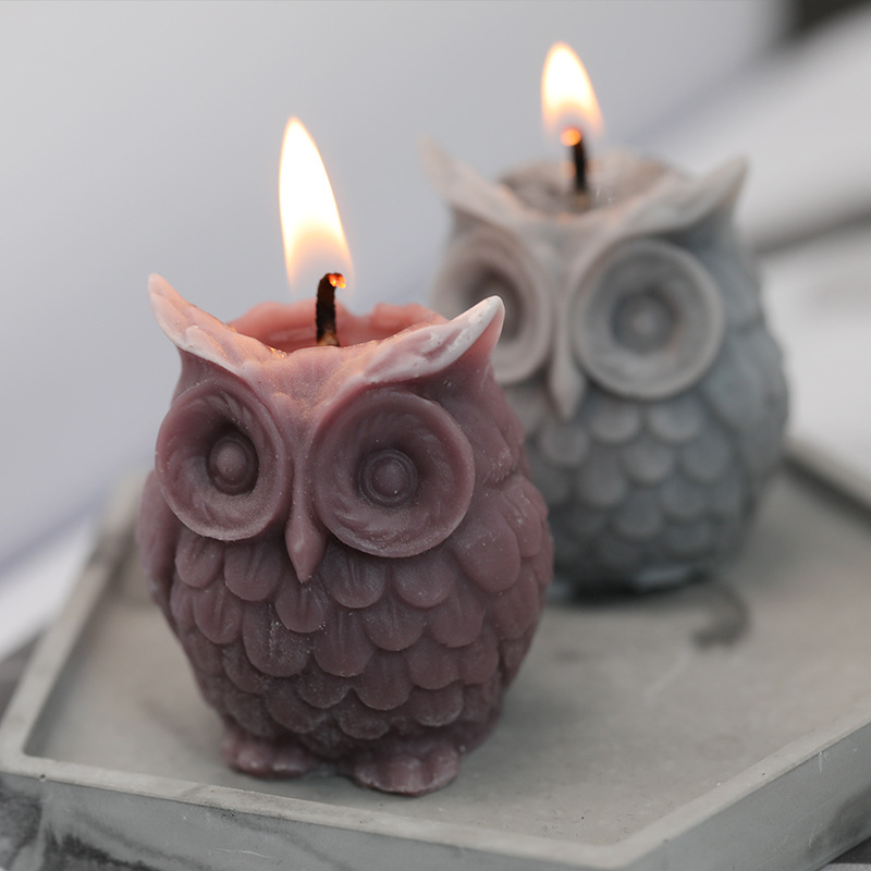 J16 DIY Home Decoration Aromatherapy Plaster Candle Mould 3D Small Owl Silicone Mold