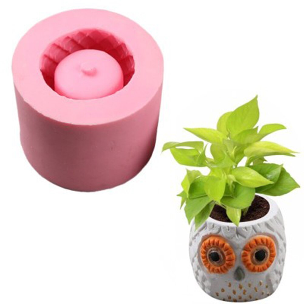 J290  Home Decoration Succulent Plant Handicraft Concrete Cement Ceramic Mold Owl Shape Flower Pot Silicone Mould