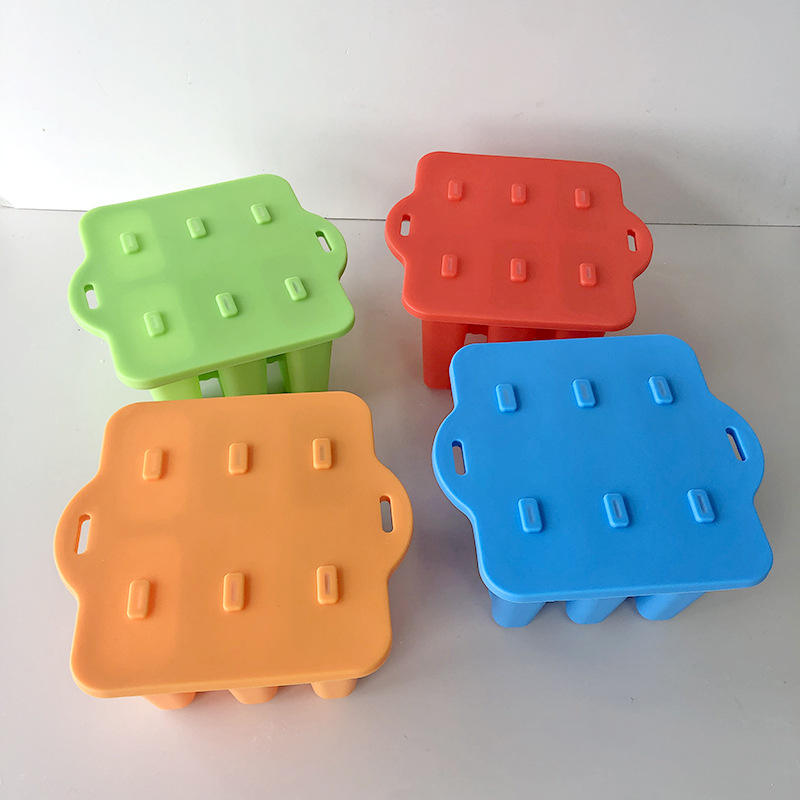6 cavity Silicone Ice Cream Popsicle Stand Mold BPA Free Homemade Ice Pop Molds with Popsicle Sticks