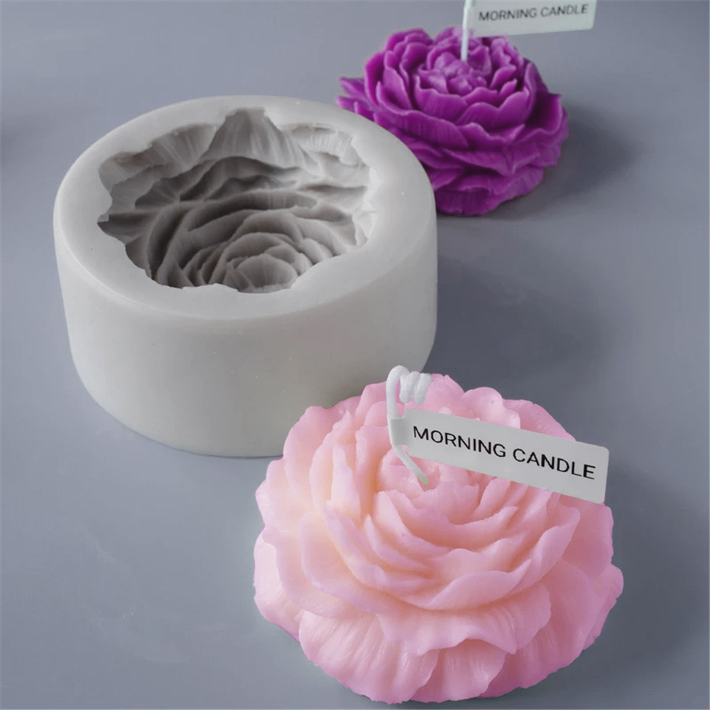 DIY handmade Silicone peony flower decoration mold 3D flower candle mold for baking cake pastry chocolate  mold