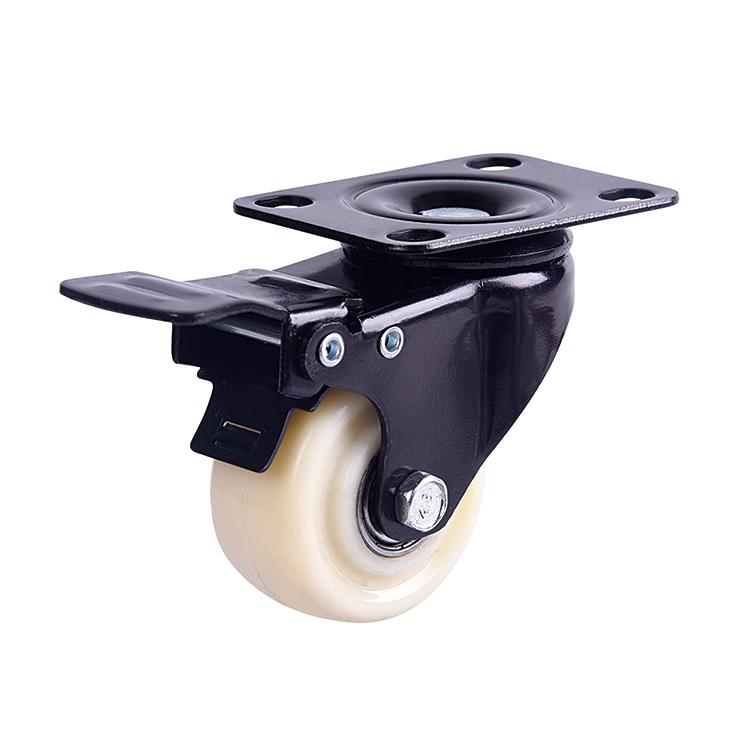 Medium Duty 3/4/5 Inch Plate PU Castor Wheel with Brake PVC Caster Locking Trolley Wheel