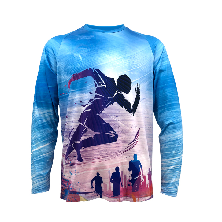  Custom all over sublimation printing Marathon shirt Long Sleeve Quick Dry T-shirt