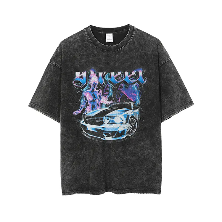 Black Tee Hip Hop Graphic Unisex Designer Tshirt Custom Oversized Wished Vintage Tee Shirt Printing