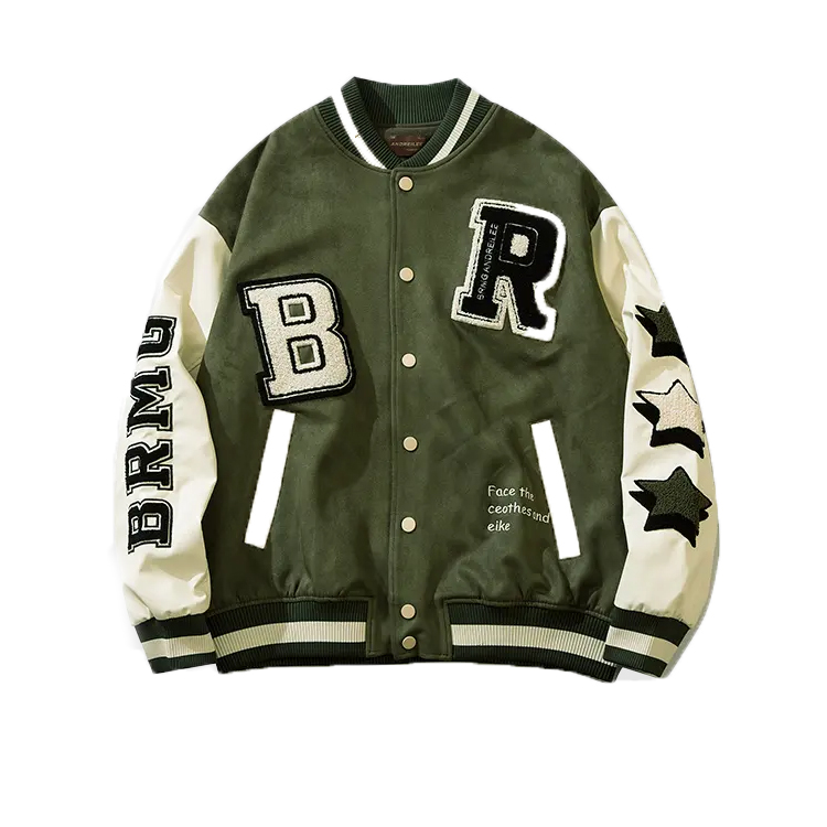  Embroidery Baseball Jacket Custom Letterman Bubble Men Bomber Jacket Leather Jacket for Men