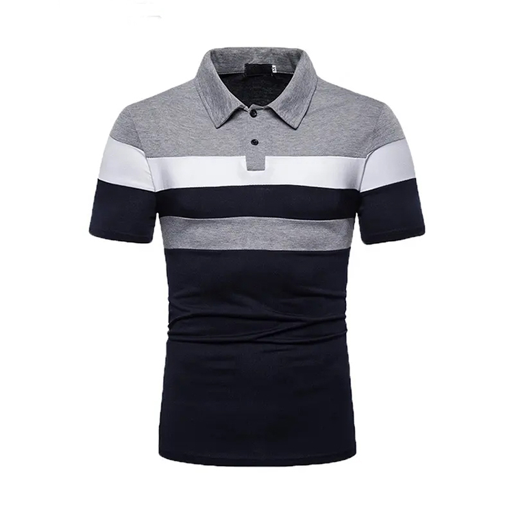 Wholesale Custom Men Polo Shirts Striped Color block Men's Short Sleeve Polo T-shirt Mens Golf Shirts
