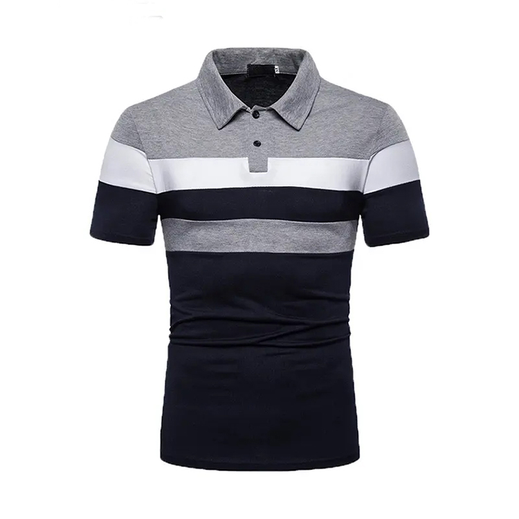  Wholesale Custom Men Polo Shirts Striped Color block Men's Short Sleeve Polo T-shirt Mens Golf Shirts