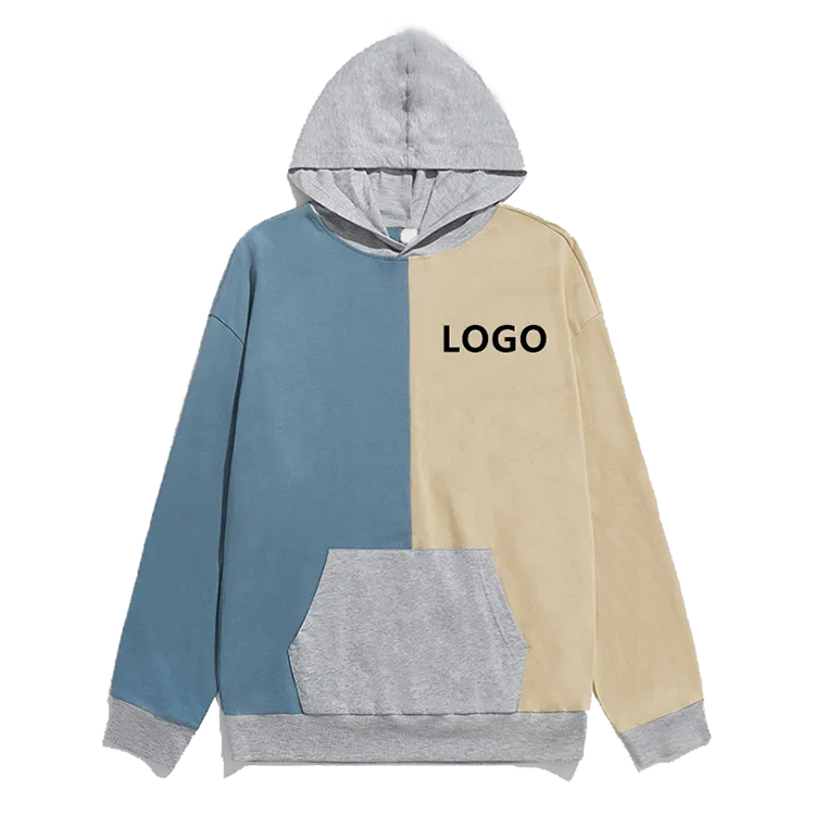  Wholesale Supplier Stitching Color Block Printed Letters Logo Hoodies Custom Hoodie Men's Sweatshirt