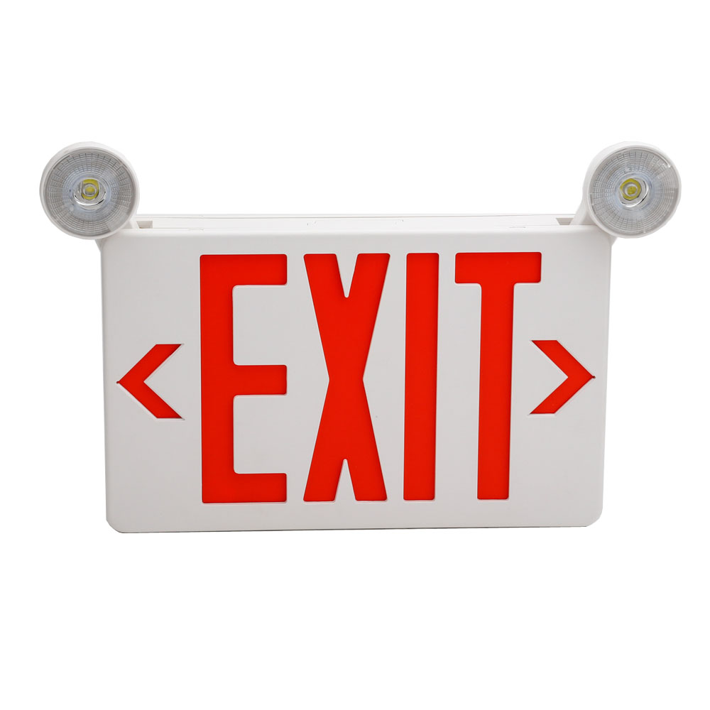 White Integrated LED Exit Emergency Combo Red Remote Enabled