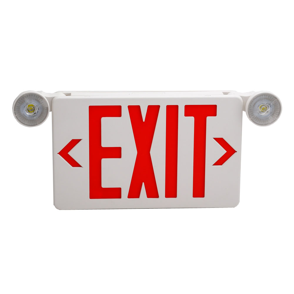 White Integrated LED Exit Emergency Combo Red Remote Enabled