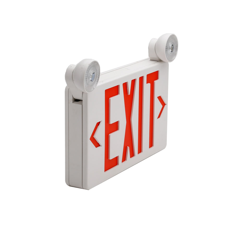 White Integrated LED Exit Emergency Combo Red Remote Enabled