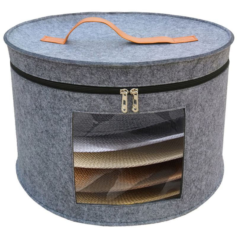 Men's and female hat box-JI HANG folding hat storage box-large capacity felt storage box with cover round box travel dust cover toy storage