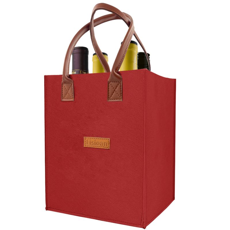JI HANG 4 Bottle wine tote, wine tote with divider