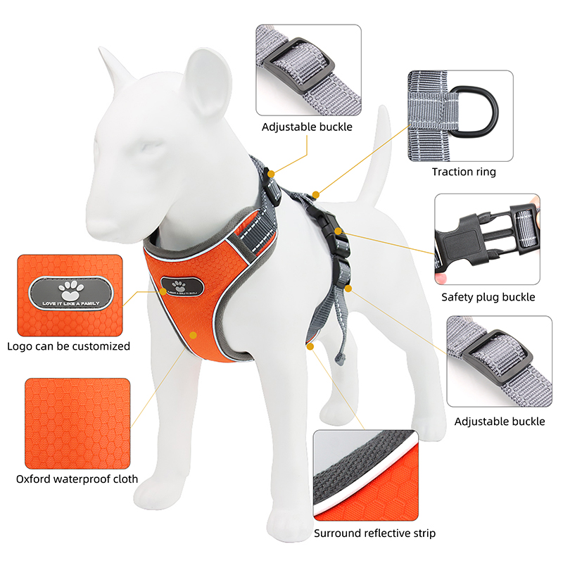 China Reflective Safety Adjustable Pet Dog Harness Made from Oxford Fabric Soft Vest for Indoor and Outdoor Use