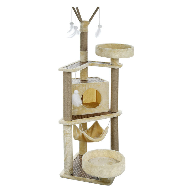 Wholesale Multi-Level Wood Cat Tree Tower And Cat Scratcher Condo For Indoor 