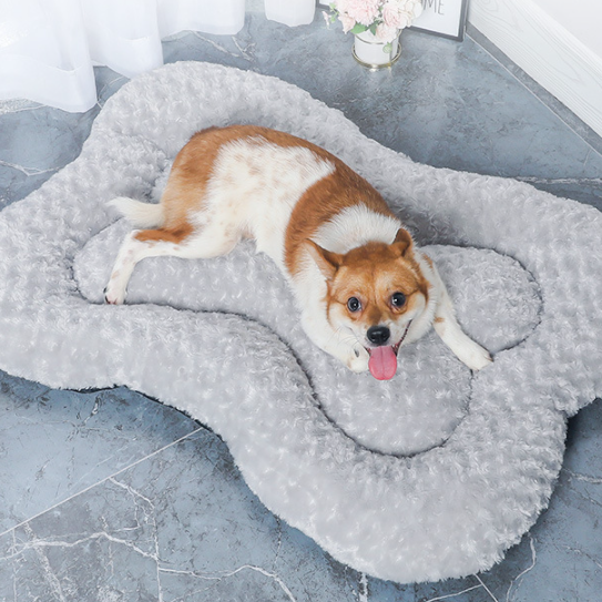 China Pet Supplies Supermarket Cozy Plush Bone-shaped Dog Bed For Small Medium Large Dog With Many Colors In Stock 