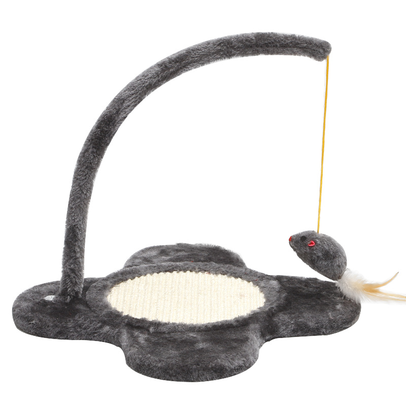 Factory Cat Scratching Post Sisal Rope Scratcher Tree with Soft Plush Platform Top and Interactive Mouse Toys