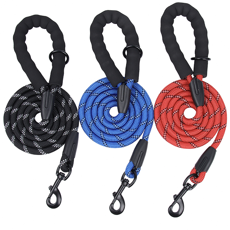 Factory Strong Dog Leash with Zipper Pouch, Comfortable Padded Handle and Highly Reflective Threads Dog Leashes for Small Medium and Large Dogs