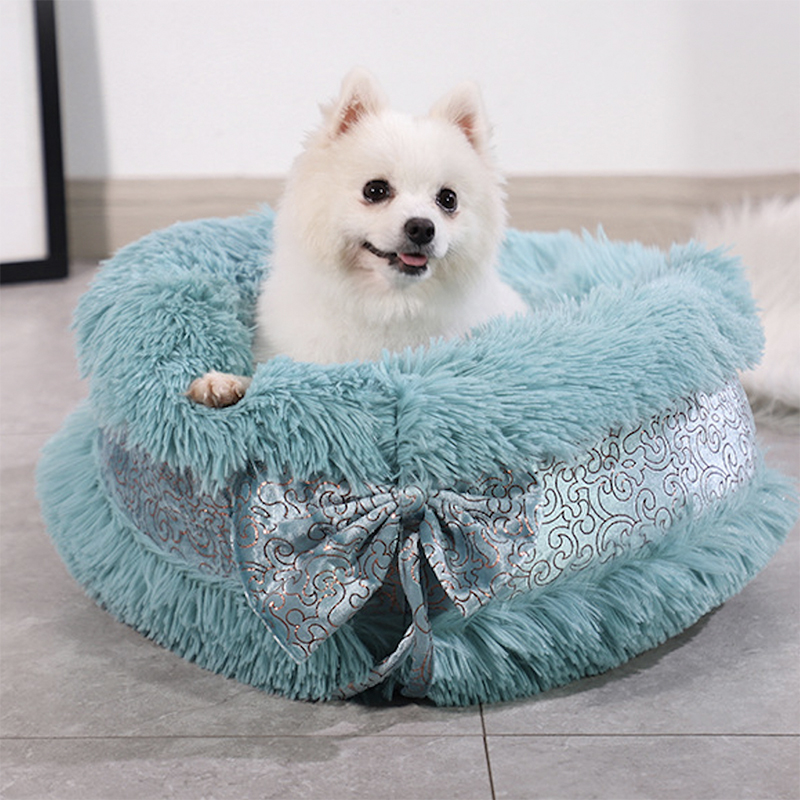  China Princess Cute Bow-tie Round Sleeping Mat Bed without Pillow, Washable Pet Bed with Breathable Cotton