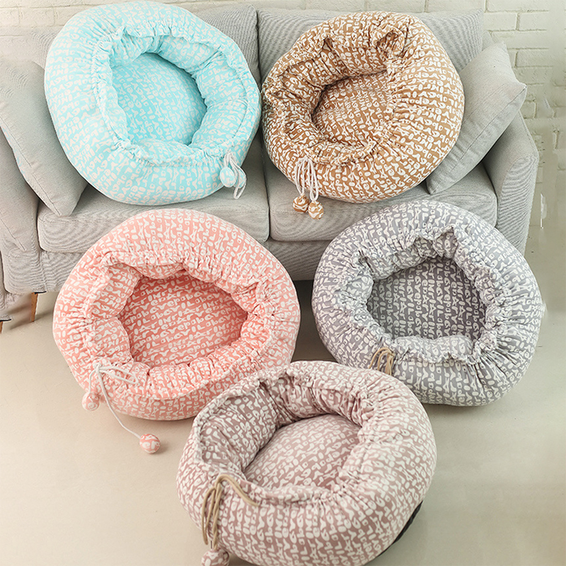Wholesale Round Soft Pet Bed with Resilient PP Cotton and Adjustable Size for Four Seasons 